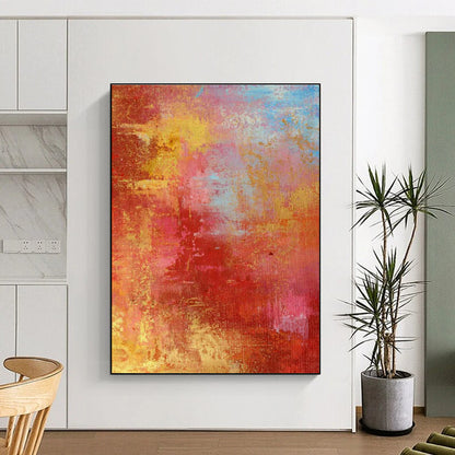 Red - Yellow Abstract Art for Contemporary Living Room Accent Walls DLZ0021