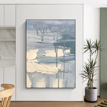 Light Blue - Gray Abstract Painting for Scandinavian - Style Home & Coastal Art Gallery DLZ1299
