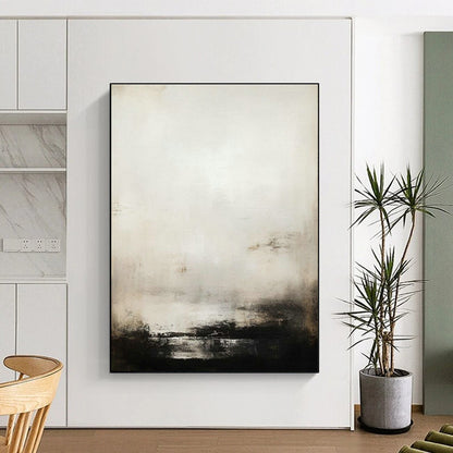 Monochrome Misty Abstract Art for Contemporary Library & Serene Meditation Space DLZ2198