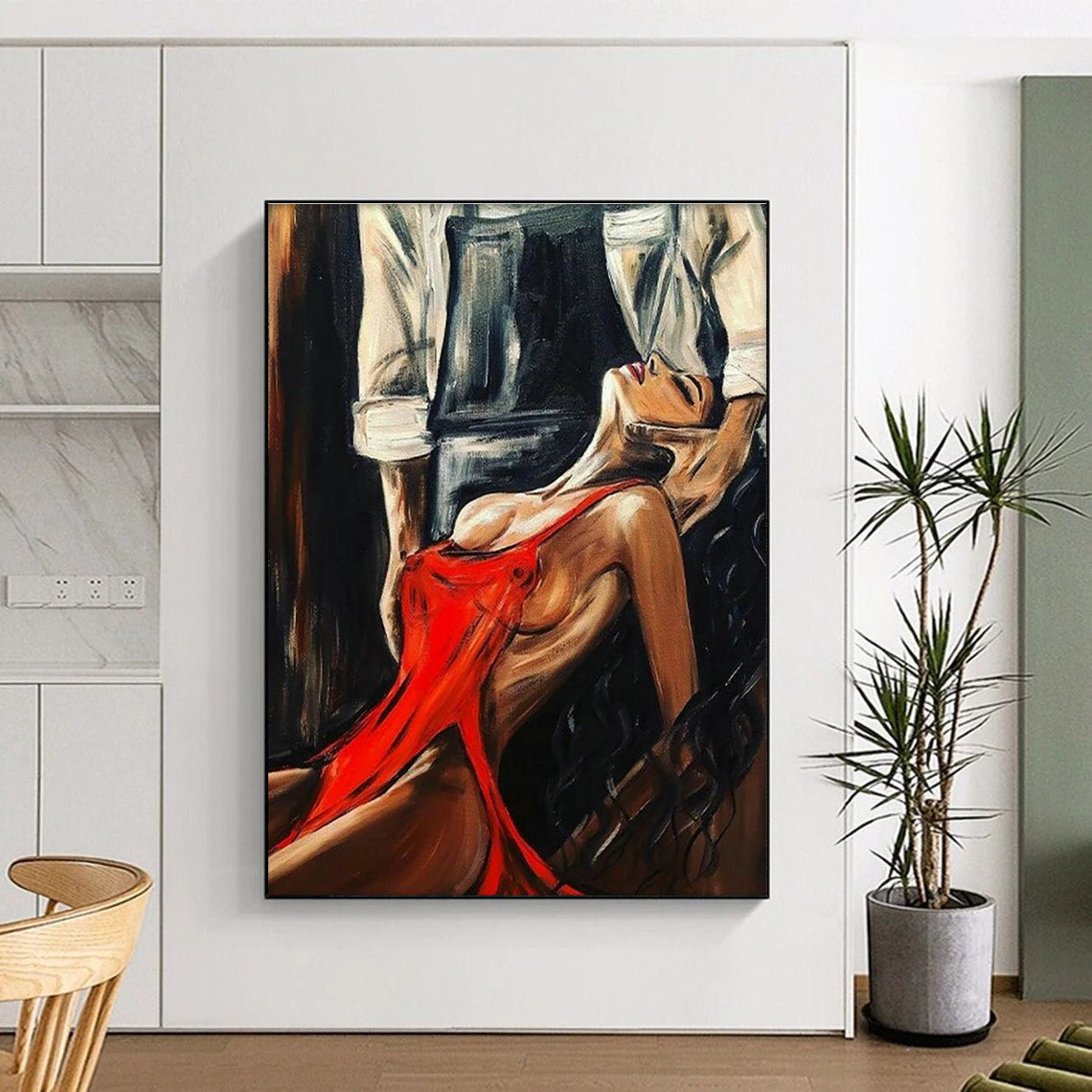 Sensual Red - Dressed Figure Art for Romantic Restaurant & Art - Themed Bedroom DLZ2311