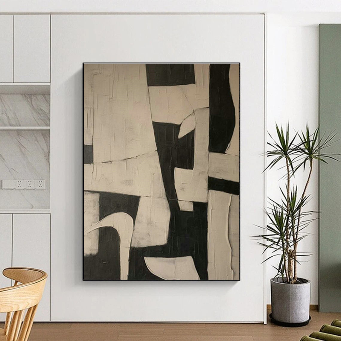 Black - White Geometric Art for Industrial - Style Café Feature Walls DLZ0207
