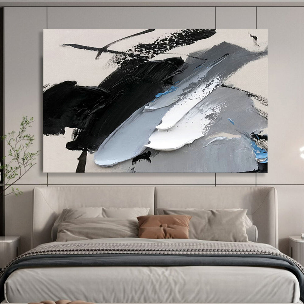 Monochrome Abstract Brushstroke Art for Modern Office Ambiance DLZ2694