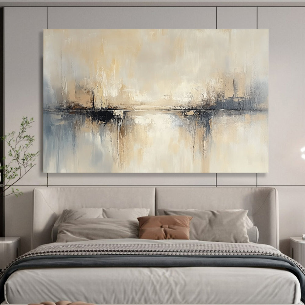 Neutral Toned Abstract Landscape Art for Industrial - Chic Loft & Minimalist Living Room SC227