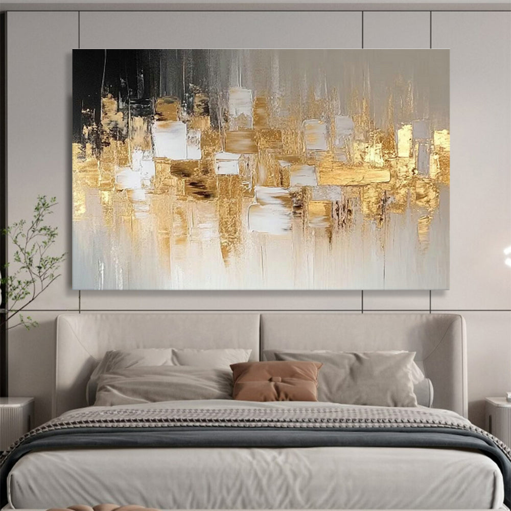 Gold - Gray Urban Abstract Art for Corporate Lobby DLZ2912