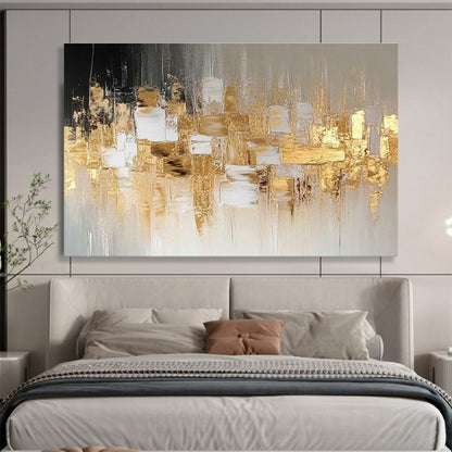 Gold - Gray Urban Abstract Art for Corporate Lobby DLZ2912