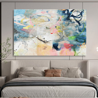 Blue - Pink Line Abstract Art for Coastal - Inspired Nooks DLZ2461