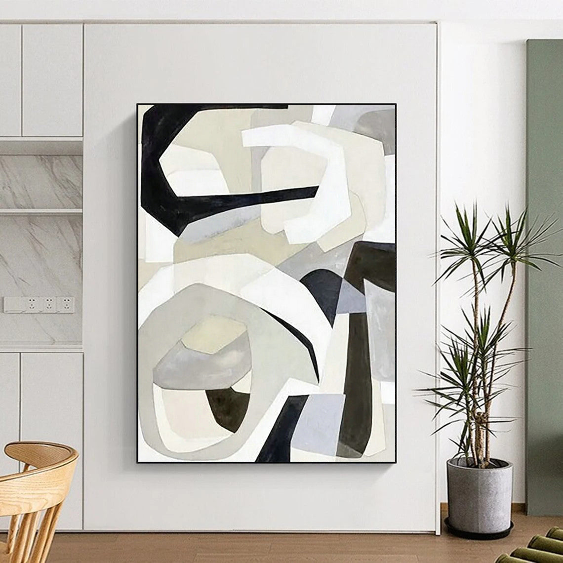 Gray - White Geometric Abstract Art for Minimalist Home & Creative Agency DLZ1148