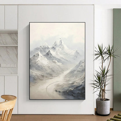 Snowy Mountain Abstract Art for Ski Chalet & Nature Lover’s Bedroom DLZ1271