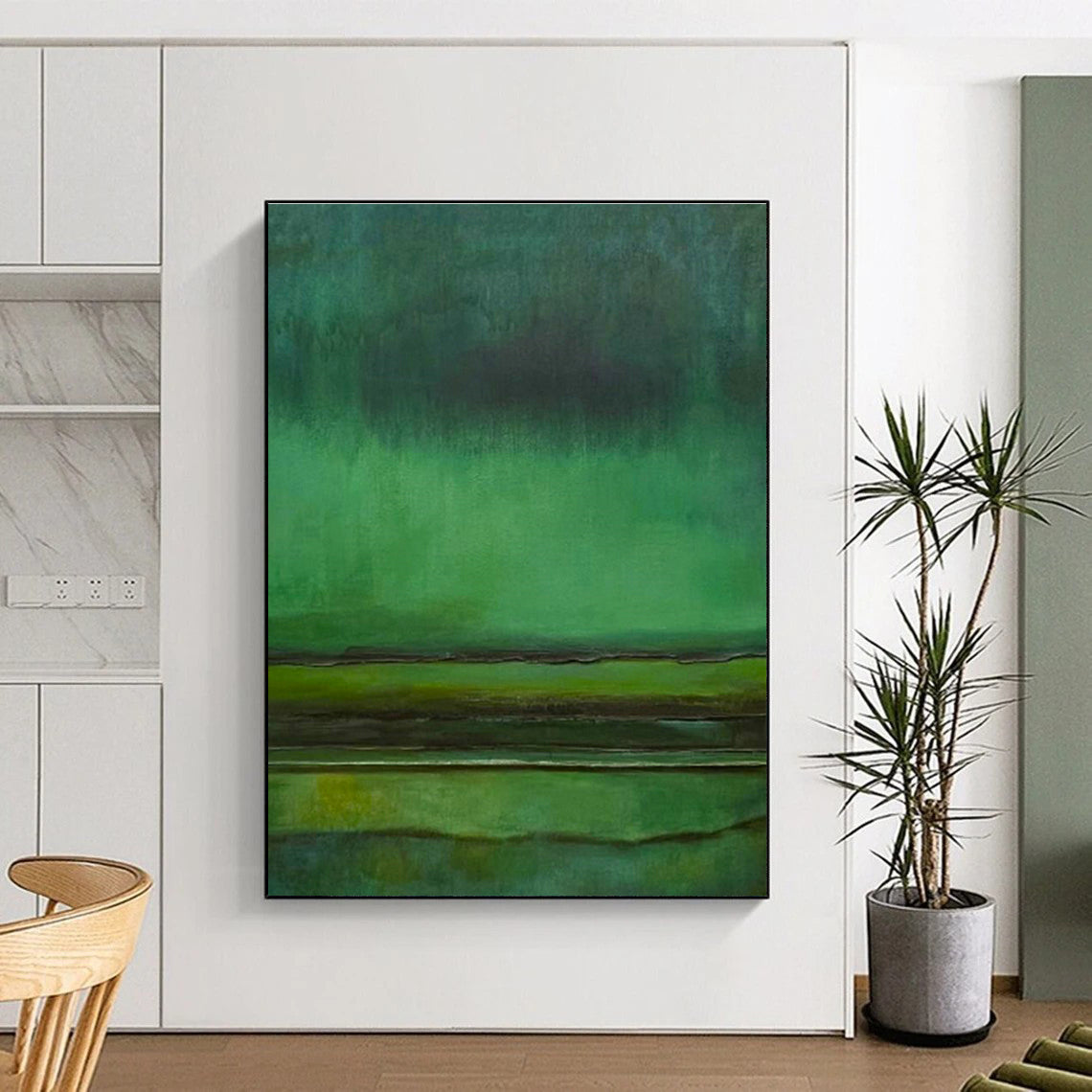 Gradient Green Abstract Art for Spa Retreat Waiting Rooms DLZ0288