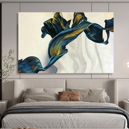 Blue - Gold Petal - Shaped Art for Luxury Bathroom Spaces DLZ2544