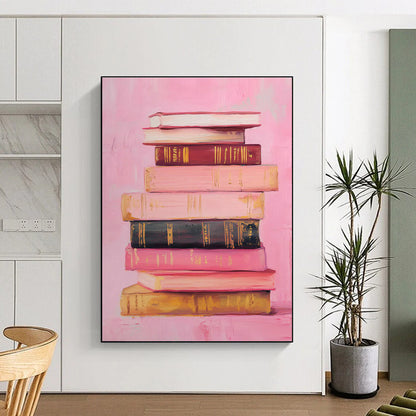 Realistic Book Stack Painting for Bookstore & Intellectual’s Study DLZ0657