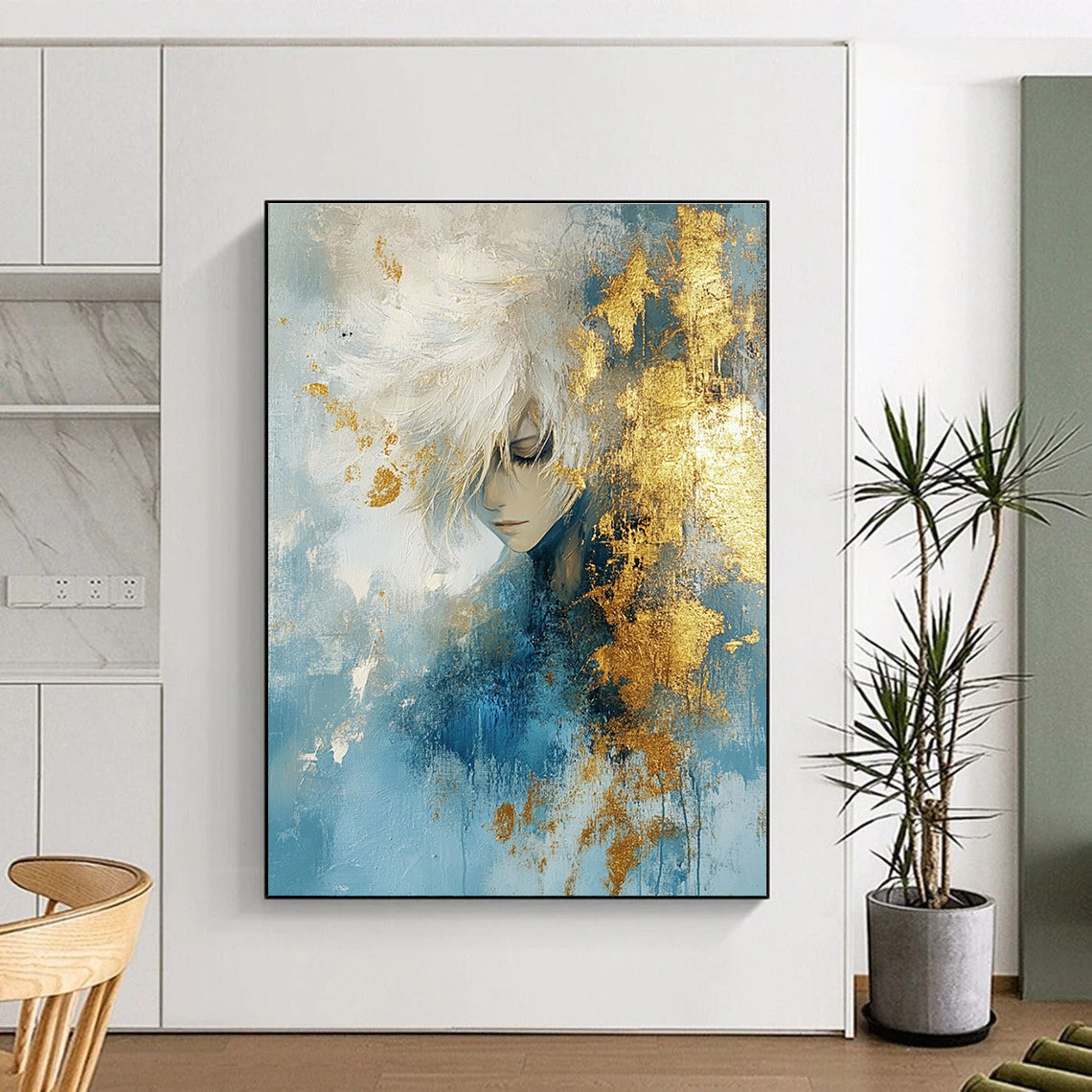 Abstract Portrait with Gold Accents for Luxury Bedroom & High - End Art Gallery STSC449