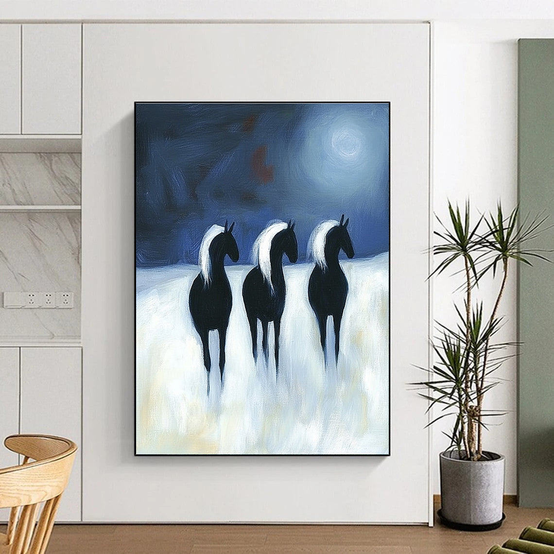 Night Horses Art for Bohemian - Style Lounge & Dreamy Home Reading Nook STSC1443