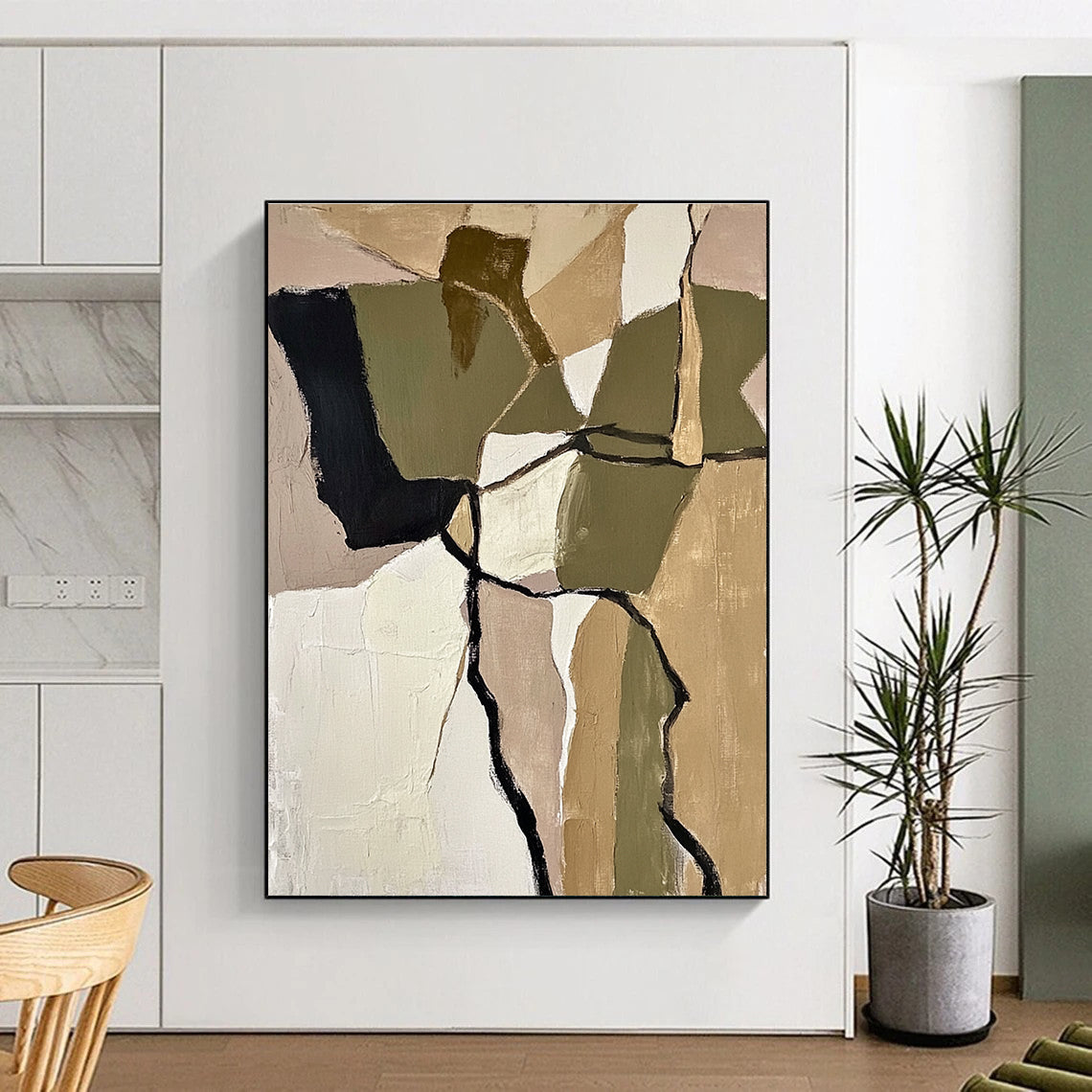 Earth - Toned Geometric Abstract for Rustic Living Room & Art - Loving Study STSC844