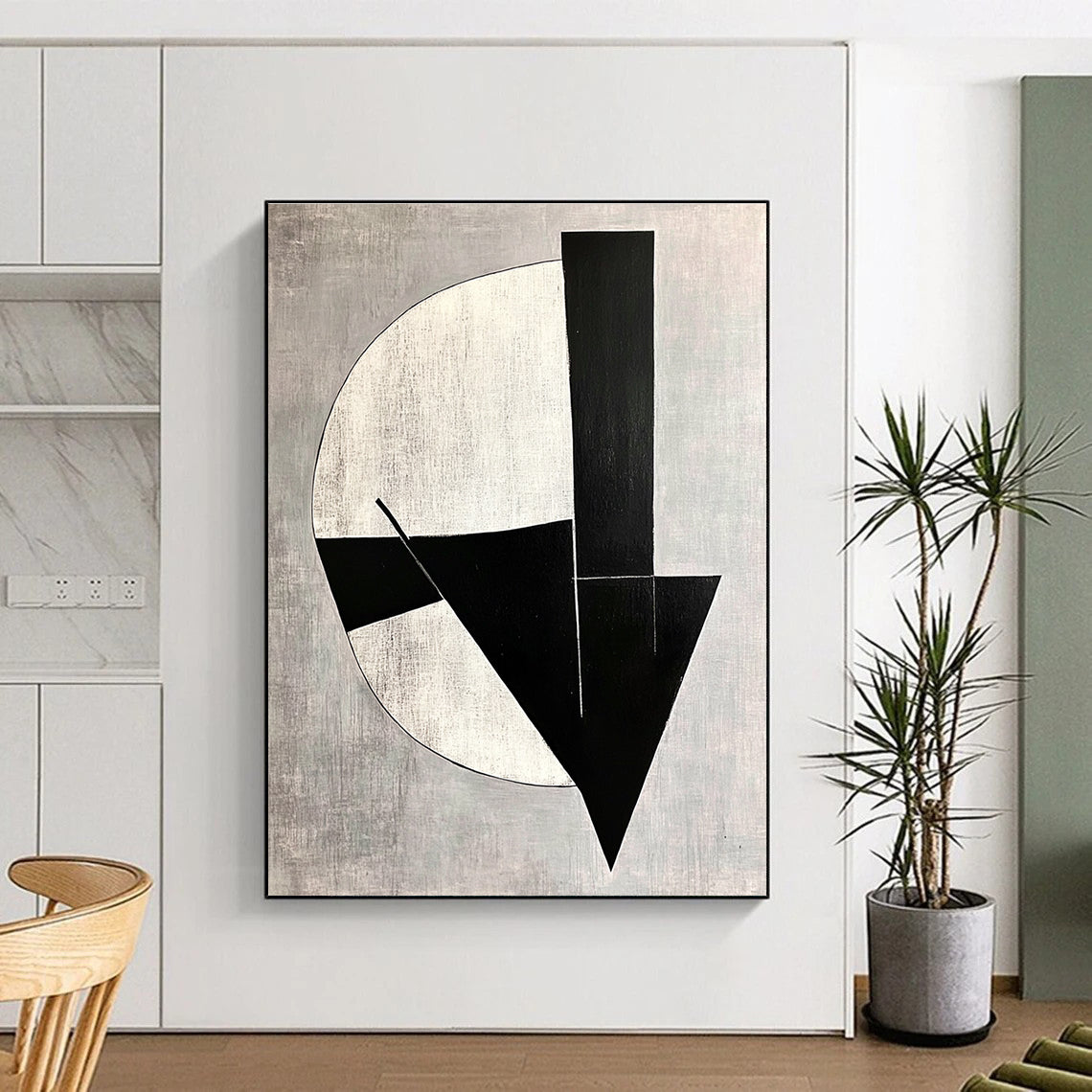 Geometric Abstract in Grey Art for Minimalist Office & Contemporary Art Gallery STSC1112