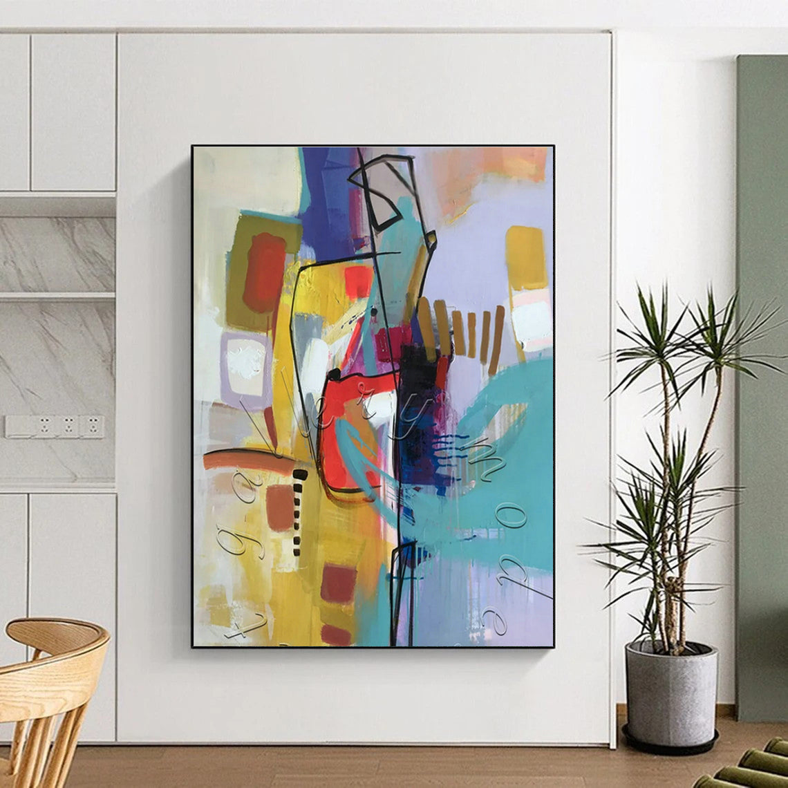 Colorful Geometric Abstract Art for Art Gallery Café & Modern Home Living Room DLZ1776