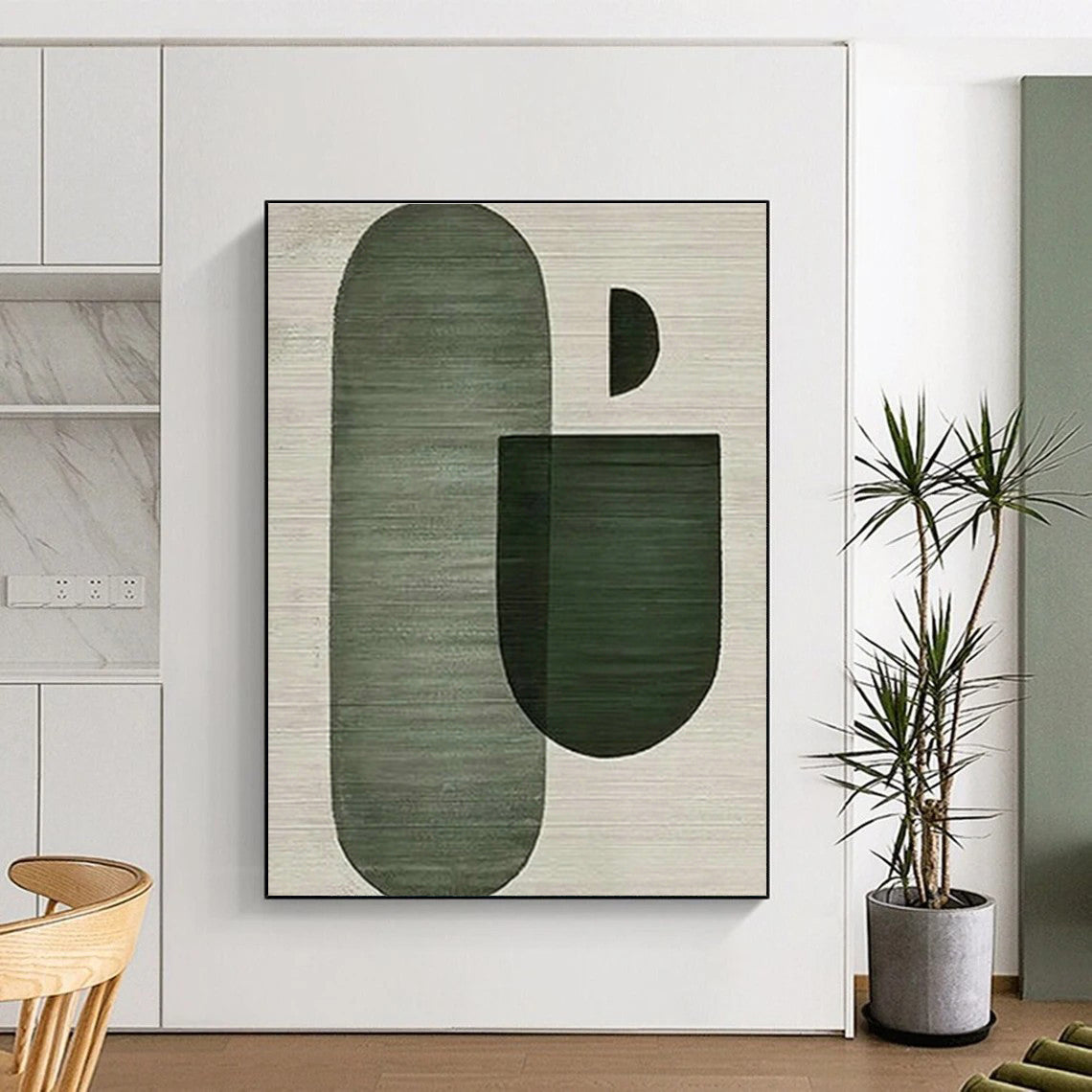 Green - Gray Geometric Abstract Art for Scandinavian Home & Design Studio DLZ1139