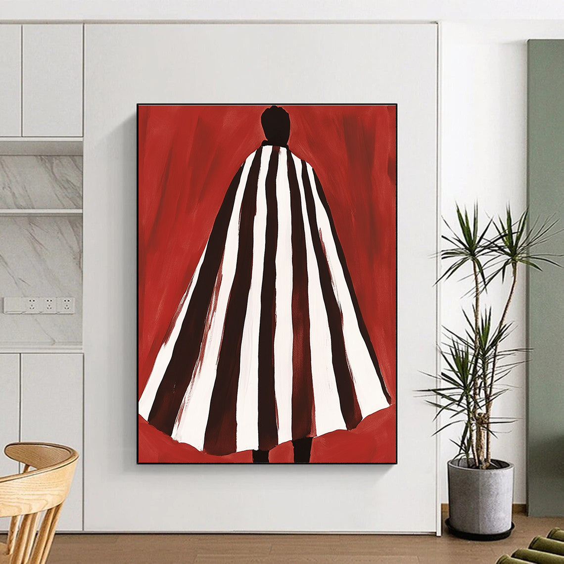Figure in Striped Cloak Art for Themed Costume Shop & Avant - Garde Fashion Studio STSC932
