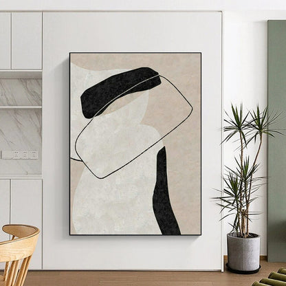 Beige - Black Abstract Art for Minimalist Home Office & Modern Gallery DLZ2050