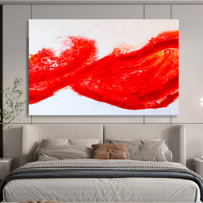 Red Flowing Abstract Art for Bold Restaurant Entrance DLZ2953