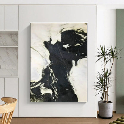 Black - White Flowing Abstract Art for Industrial Loft & Art Gallery Side Space DLZ1053