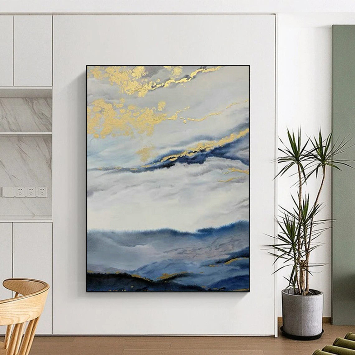 Golden Clouds and Mountains Art for Luxury Penthouse Living Room & Asian - Fusion Restaurant DLZ0916