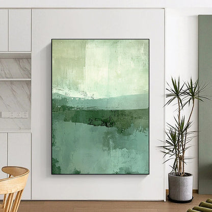 Textured Green & Teal Landscape Art for Eco - Friendly Home & Wellness Center STSC115