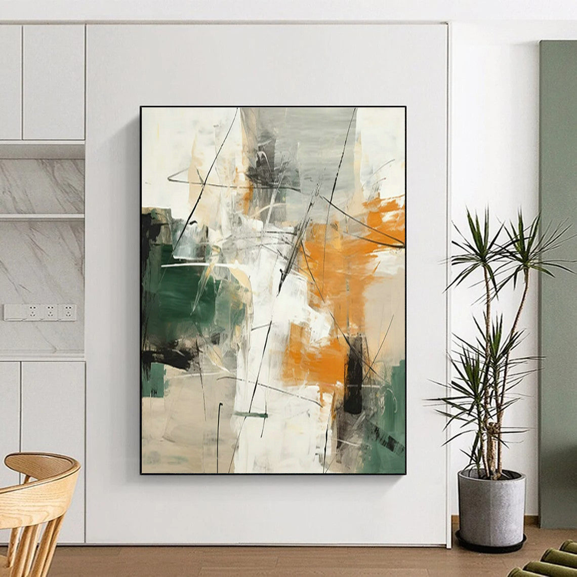 Green - Orange - Gray Abstract Art for Eclectic Kitchen & Art - Inspired Retail Store DLZ1726