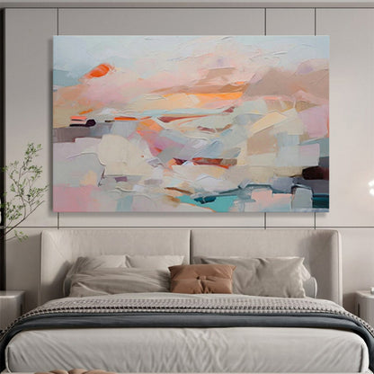 Soft Pink - Orange Abstract Art for Elegant Bedroom DLZ2794