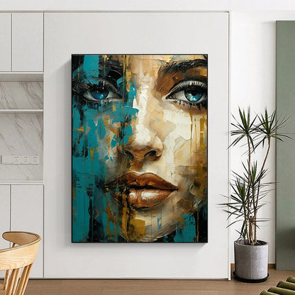 Colorful Abstract Face Art for Bohemian - Style Hair Salon & Creative Studio Loft DLZ1546