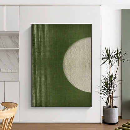 Green Circle & Lines Art for Japandi - Style Living Room & Creative Studio DLZ1367