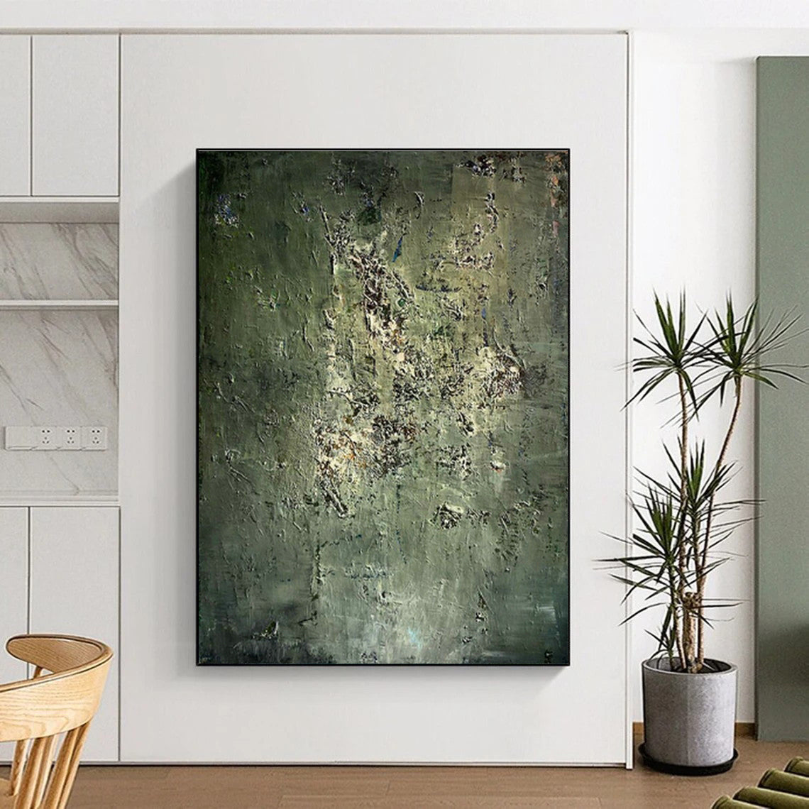 Deep Green Textured Abstract Art for Home Office & Art Gallery DLZ1202