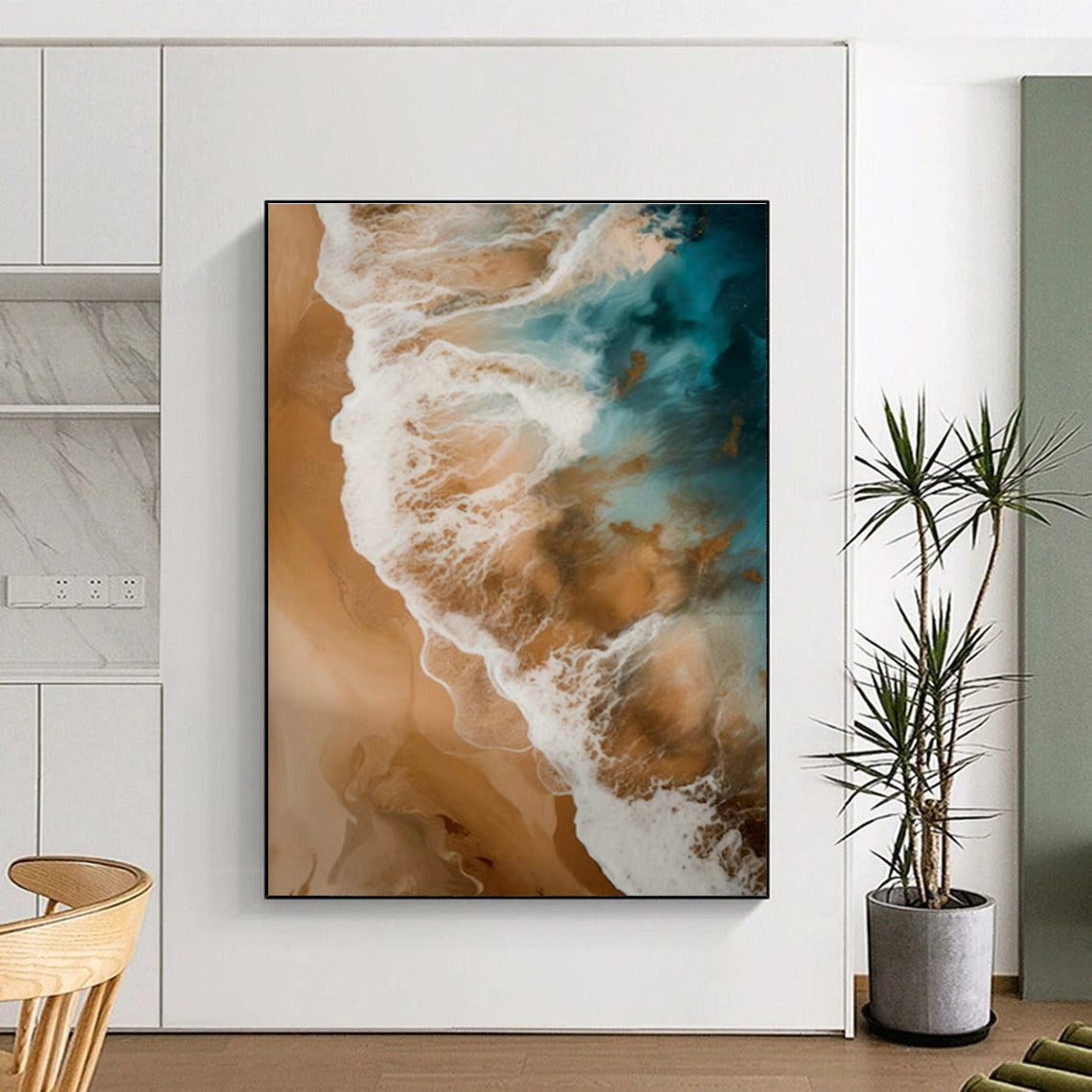 Blue - White Ocean Waves Abstract Art for Nautical - Themed Home & Seaside Restaurant DLZ1646