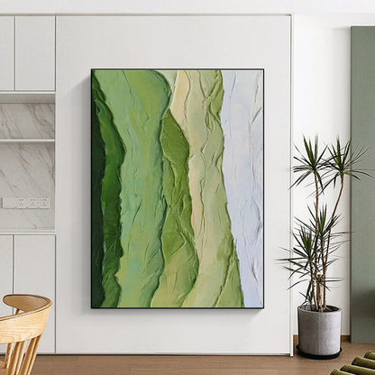 Layered Green Abstract Art for Botanical Garden Café & Contemporary Bedroom DLZ1479