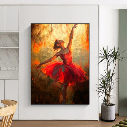 Ethereal Red Ballerina Art for Ballet School & Luxury Living Room DLZ2339