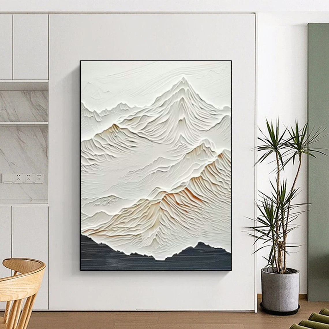White Relief Mountain Art for Alpine Ski Chalet & Nature - Inspired Spa DLZ0992