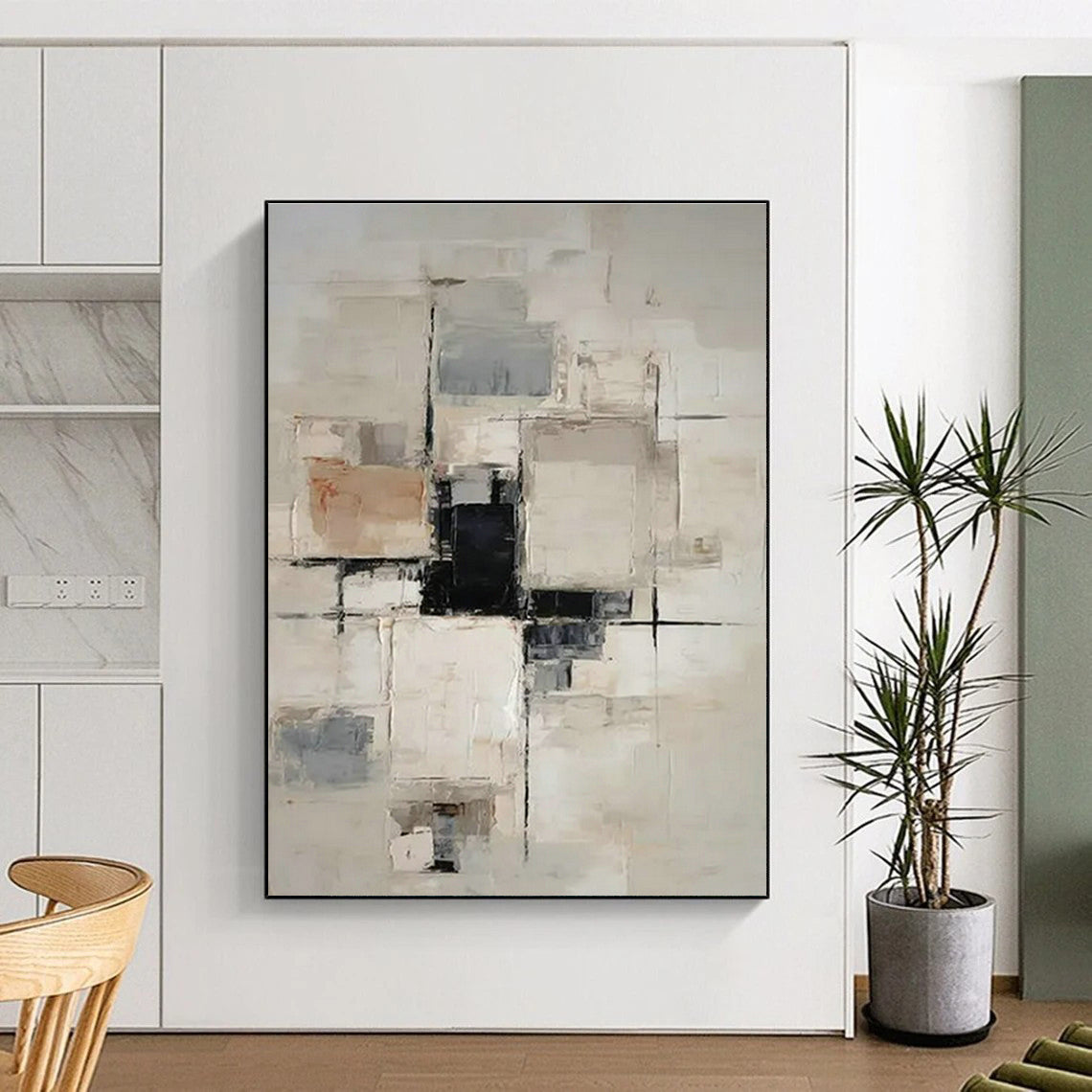 Gray - White - Brown Geometric Abstract Art for Urban Apartment & Corporate Meeting Room DLZ1755