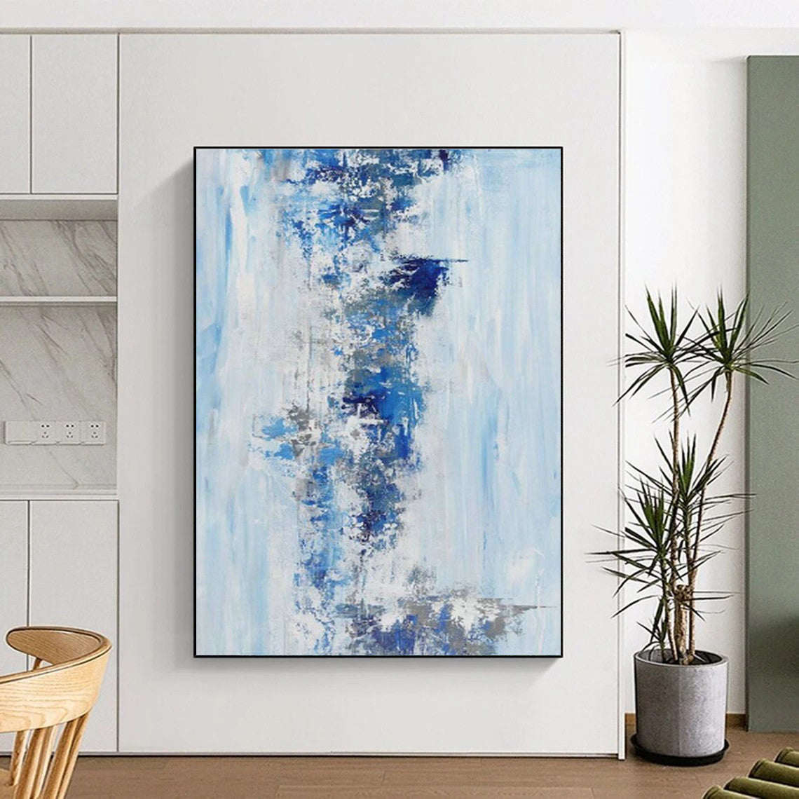 Blue - White Abstract Art for Coastal Home Entryway Walls DLZ0072