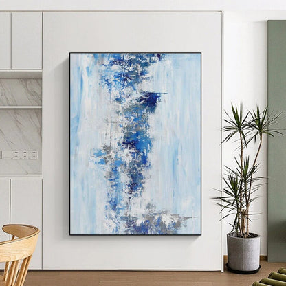 Blue - White Abstract Art for Coastal Home Entryway Walls DLZ0072