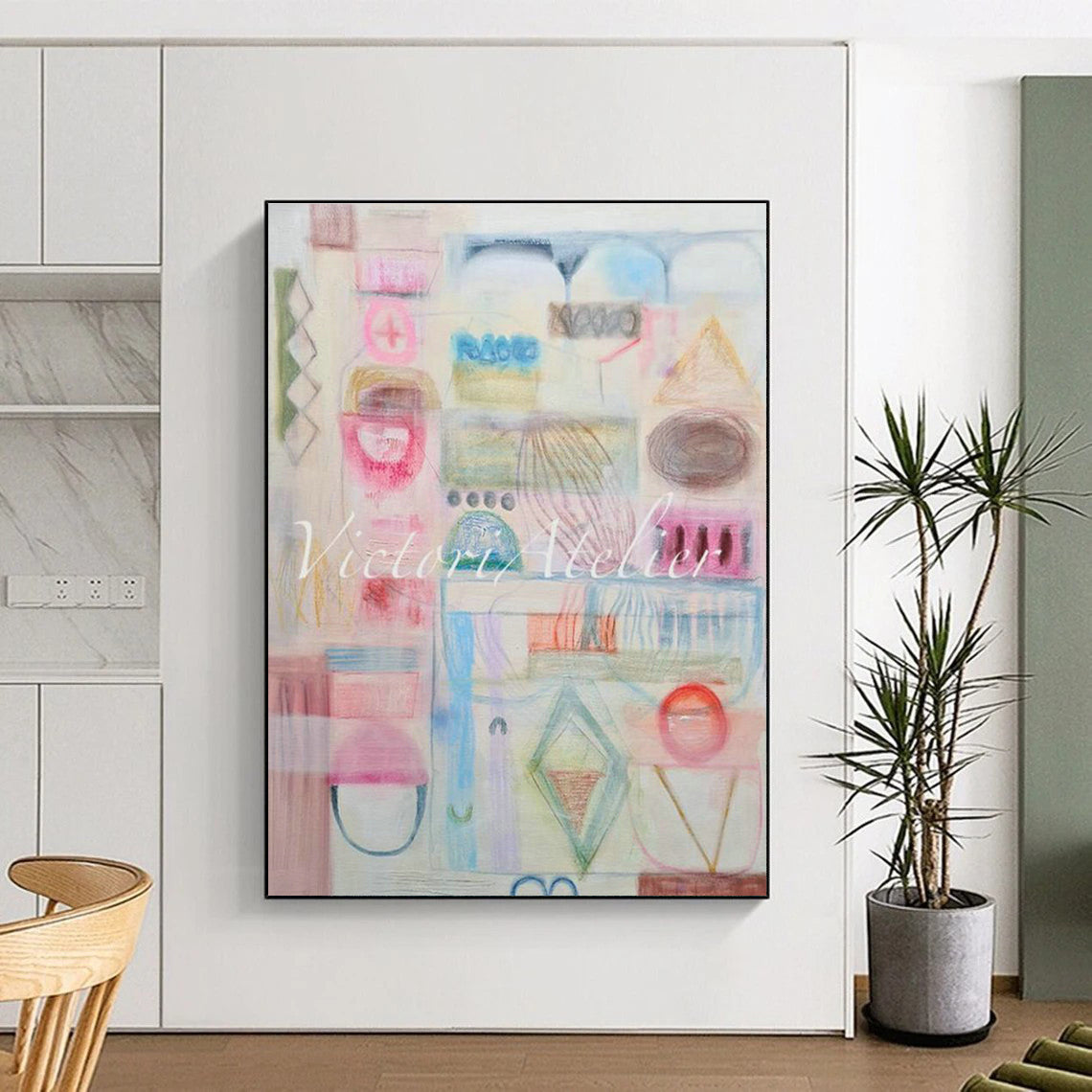 Pink - Toned Geometric Art for Scandinavian - Style Nursery Walls DLZ0091