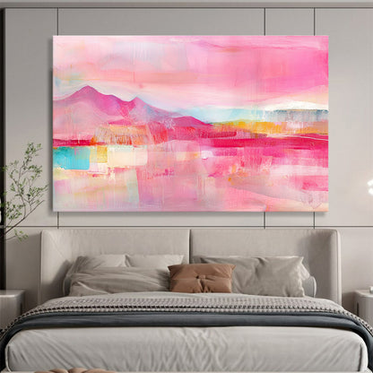 Pink Landscape Abstract Art for Romantic Bedroom & Girls' Café SC344