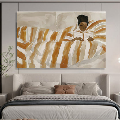 Reading in Bed Figure Art for Cozy Home Library Corners DLZ2614