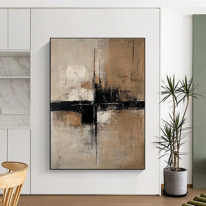 Beige and Black Abstract for Sophisticated Home Library & Modern Art Gallery STSC238