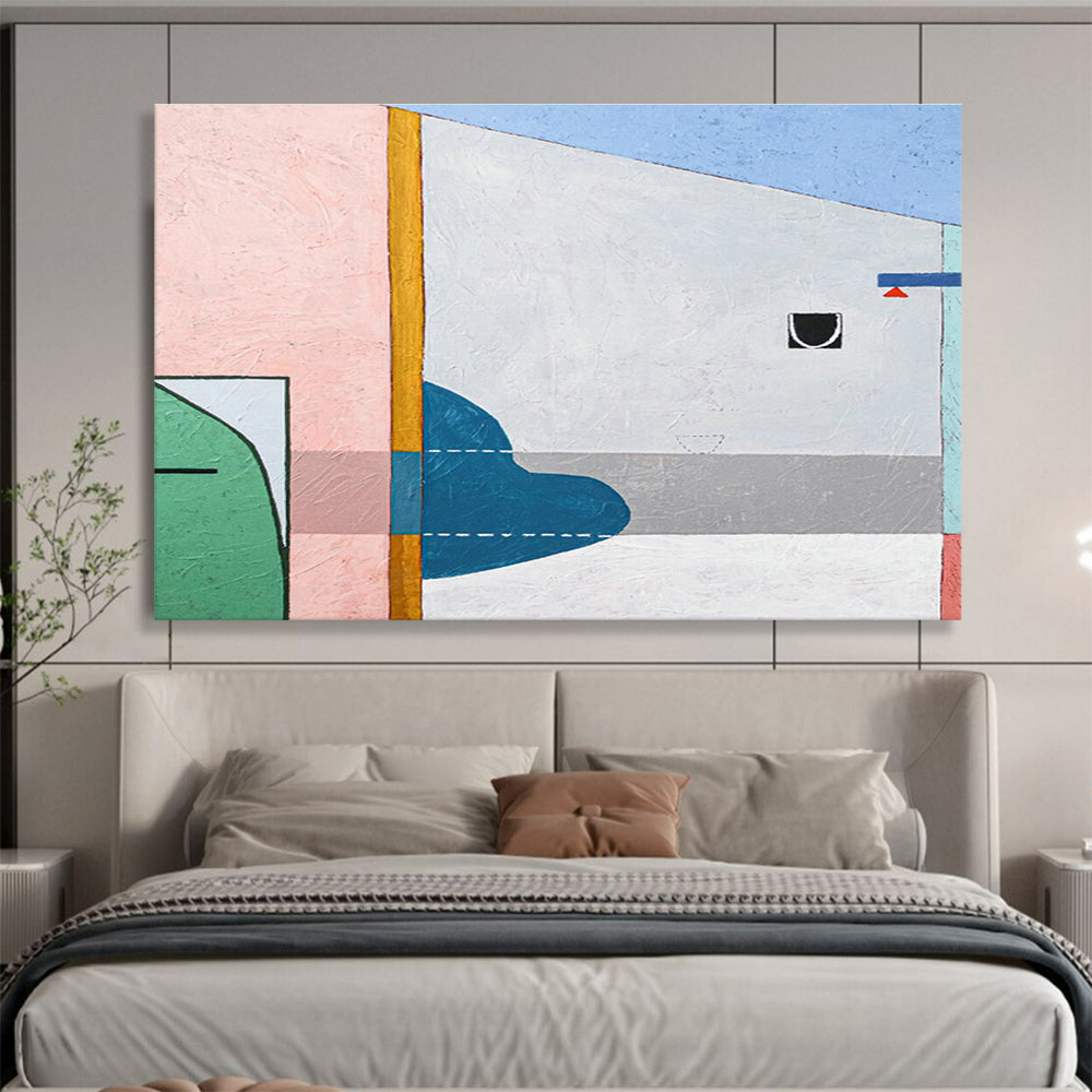Pink - Blue Geometric Abstract Art for Girls’ Boutique DLZ2932