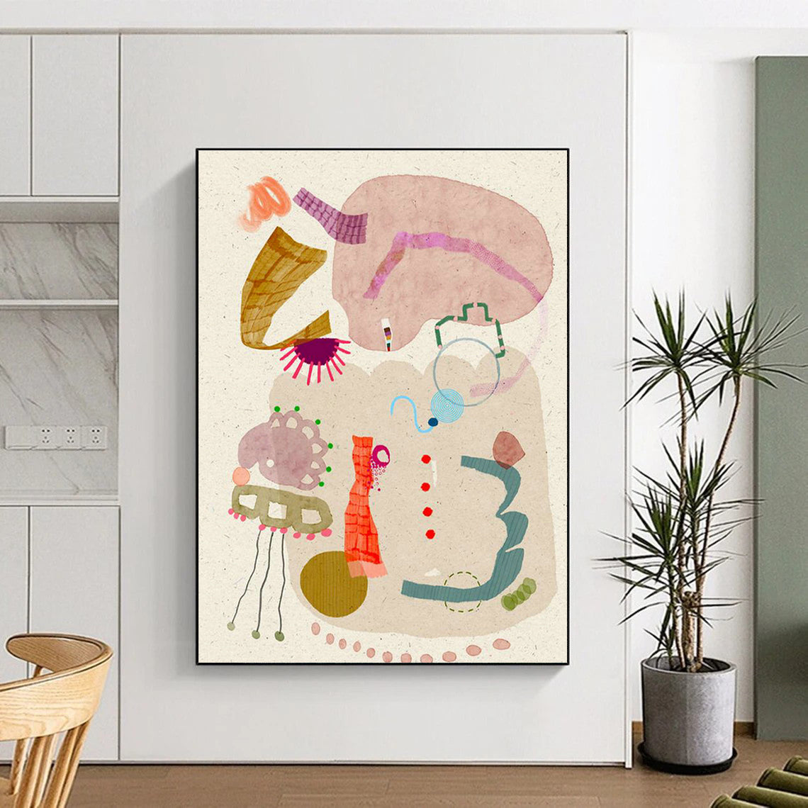 Collage - Style Abstract Art for Bohemian Home Study Nooks DLZ0078