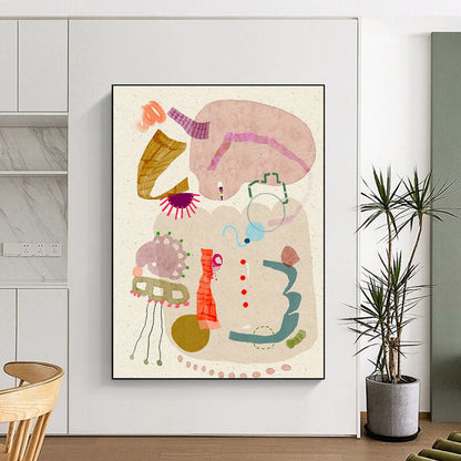 Collage - Style Abstract Art for Bohemian Home Study Nooks DLZ0078