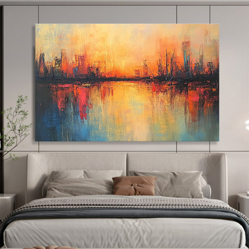 Abstract City Sunset Art for Rooftop Bar & Urban Home SC037
