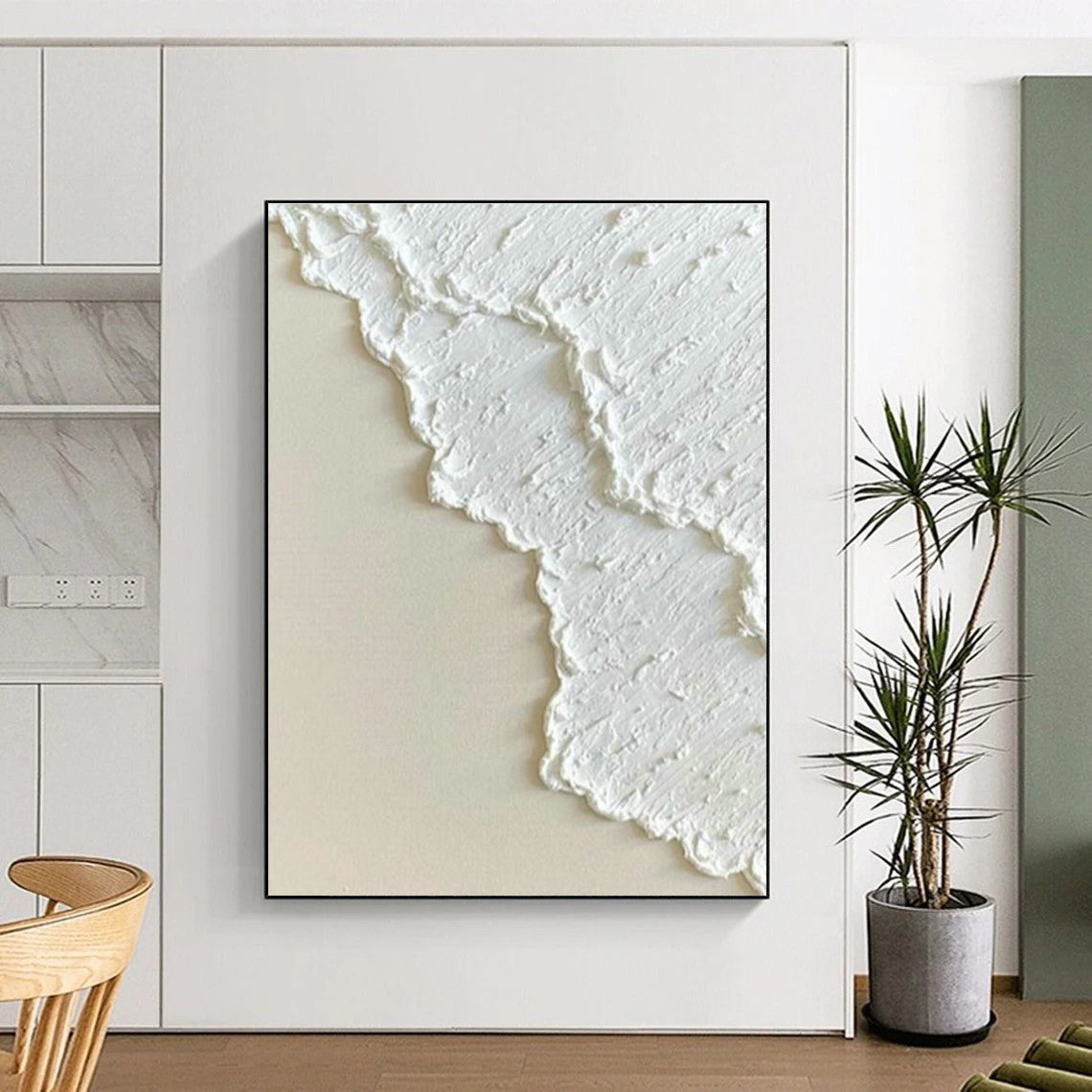 White Relief Art for Minimalist Bedroom Headboard Walls DLZ0264