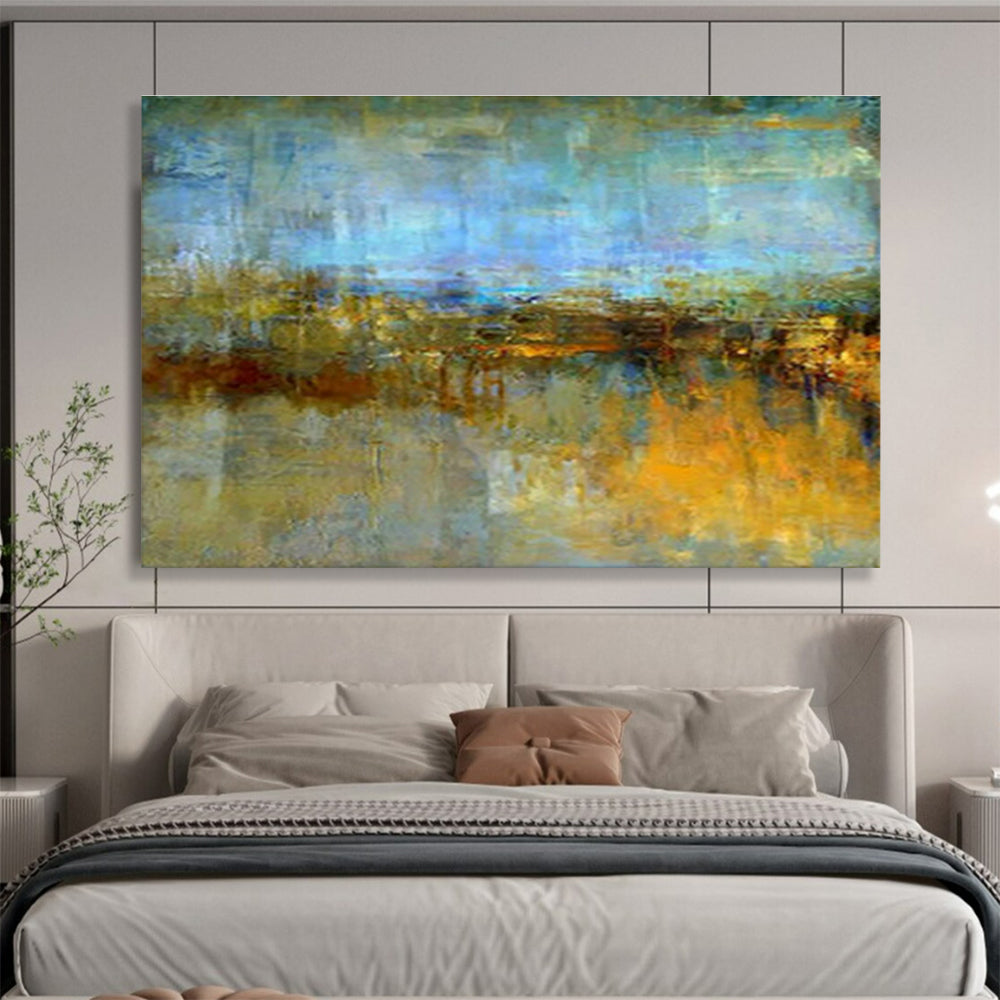 Blue - Yellow Urban Abstract Art for Modern Office DLZ2756