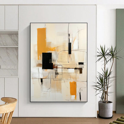 Warm Geometric Abstract Art for Cozy Living Room & Artisanal Bakery DLZ0612